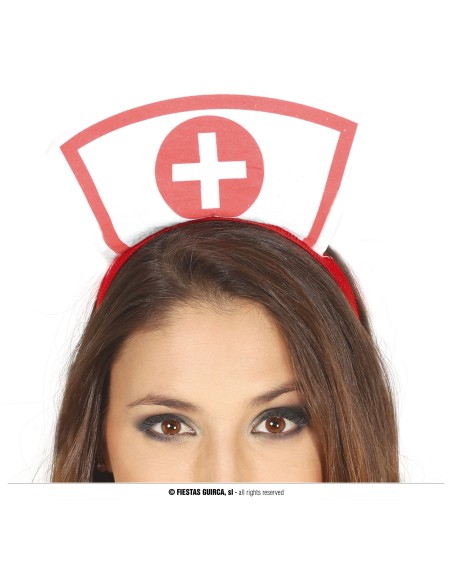Cerchietto infermiera bianco con croce rossa accessorio costume sanitario