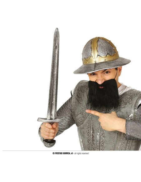 Spada medievale 65 cm argento per costume da cavaliere e guerriero fantasy