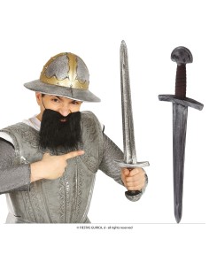 Spada medievale 65 cm argento per costume da cavaliere e guerriero fantasy 2