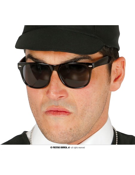 Occhiali neri Blues Brothers stile agente FBI per travestimenti e costumi a tema