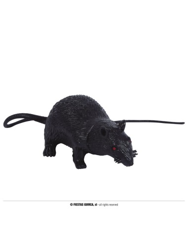 Ratto nero in lattice realistico con coda lunga accessorio Halloween horror