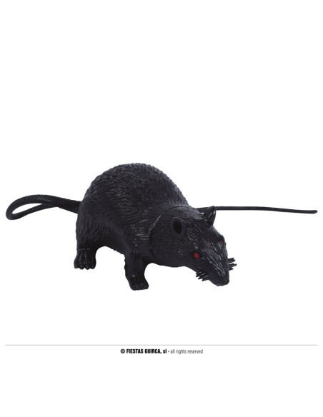 Ratto nero in lattice realistico con coda lunga accessorio Halloween horror