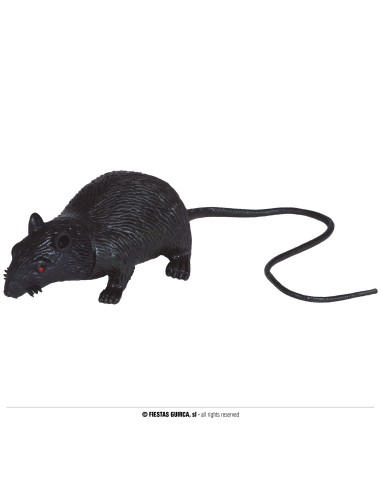 Ratto nero in lattice realistico con coda lunga accessorio Halloween horror