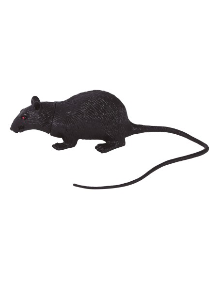 Ratto nero in lattice realistico con coda lunga accessorio Halloween horror