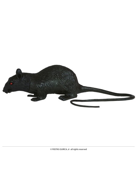 Ratto nero in lattice realistico con coda lunga accessorio Halloween horror