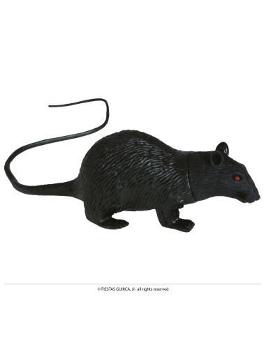 Ratto nero in lattice realistico con coda lunga accessorio Halloween horror