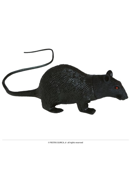 Ratto nero in lattice realistico con coda lunga accessorio Halloween horror