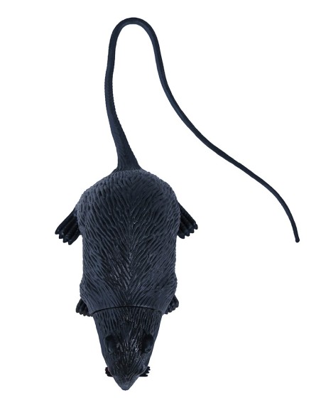 Ratto nero in lattice realistico con coda lunga accessorio Halloween horror
