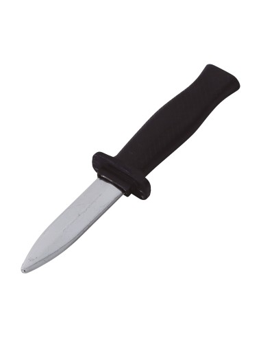 Pugnale rientrante da 19 cm con lama che si ritrae nel manico nero per scherzi e travestimenti