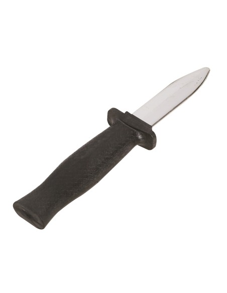 Pugnale rientrante da 19 cm con lama che si ritrae nel manico nero per scherzi e travestimenti