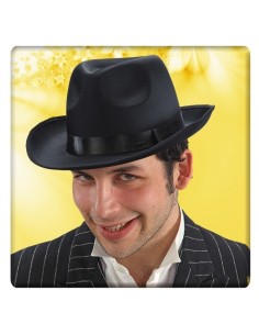 Cappello gangster in raso nero e feltro (taglie adulto assortite) Prezzo 6,30 €