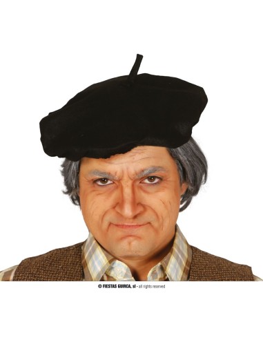 Basco nero francese tradizionale indossato per costume e travestimento feste a tema