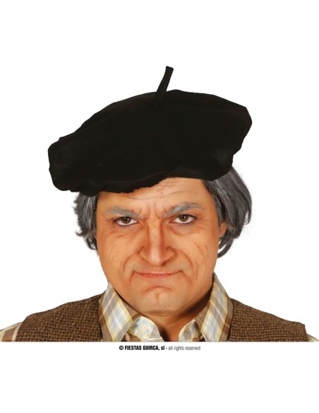 Basco nero francese tradizionale indossato per costume e travestimento feste a tema