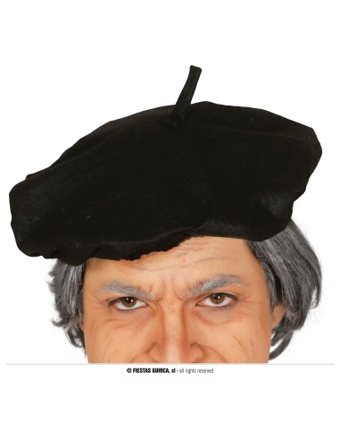 Basco nero francese tradizionale indossato per costume e travestimento feste a tema