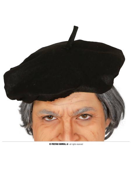 Basco nero francese tradizionale indossato per costume e travestimento feste a tema