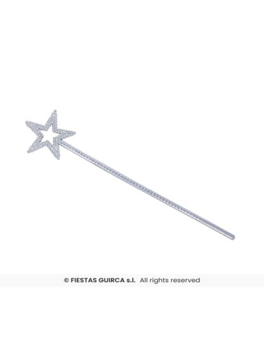 Bacchetta magica fata con stella argento brillante accessorio costume carnevale