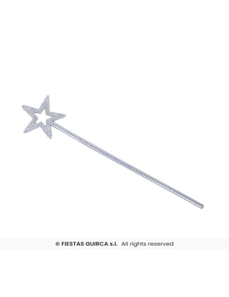 Bacchetta magica fata con stella argento brillante accessorio costume carnevale