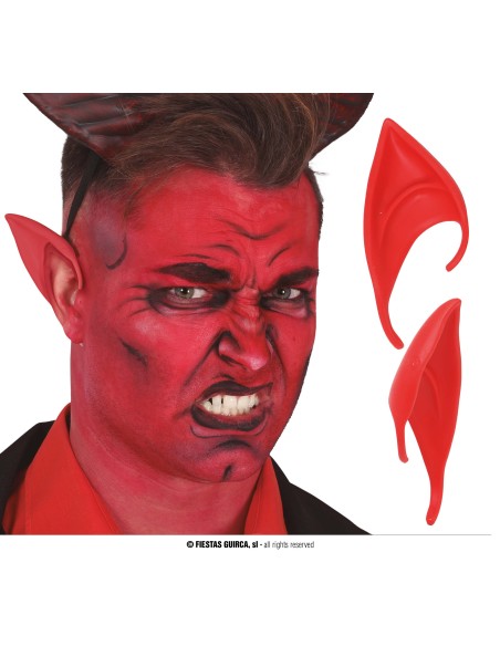 Orecchie da diavolo rosse appuntite accessorio costume Halloween demone