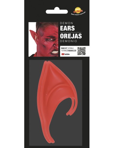Orecchie da diavolo rosse appuntite accessorio costume Halloween demone