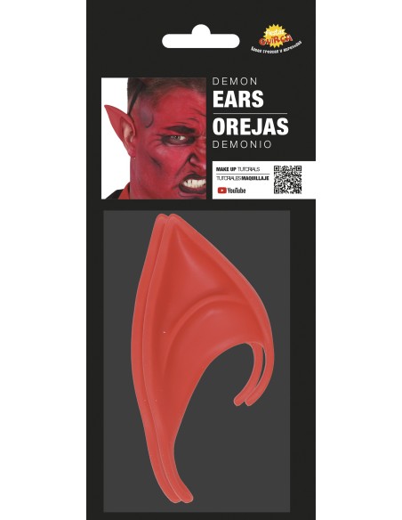 Orecchie da diavolo rosse appuntite accessorio costume Halloween demone