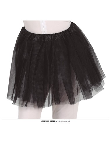 Tutù nero in tulle 30 cm con balze multiple per travestimenti Halloween e Carnevale