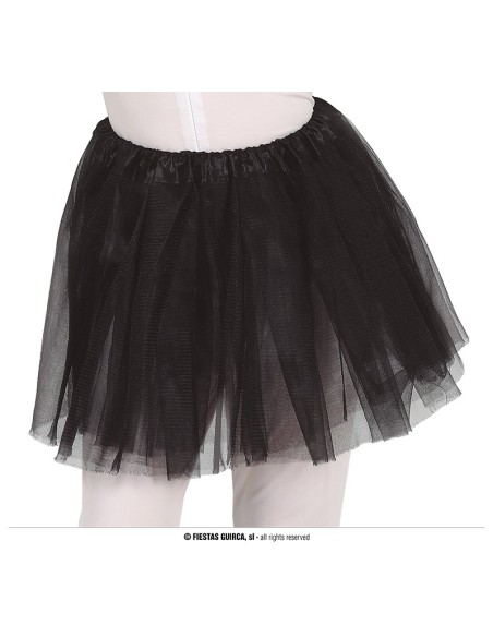 Tutù nero in tulle 30 cm con balze multiple per travestimenti Halloween e Carnevale