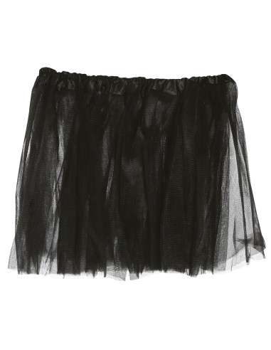 Tutù nero in tulle 30 cm con balze multiple per travestimenti Halloween e Carnevale