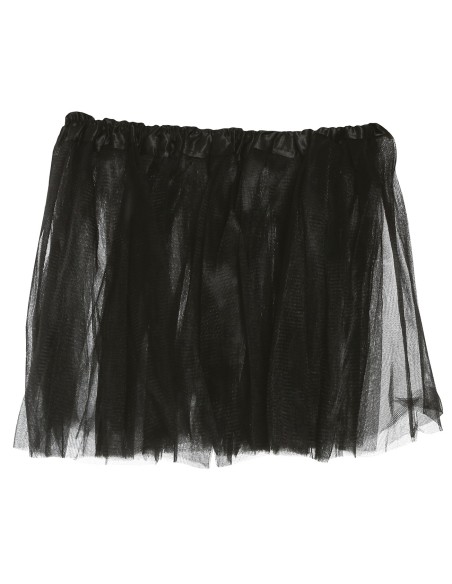 Tutù nero in tulle 30 cm con balze multiple per travestimenti Halloween e Carnevale