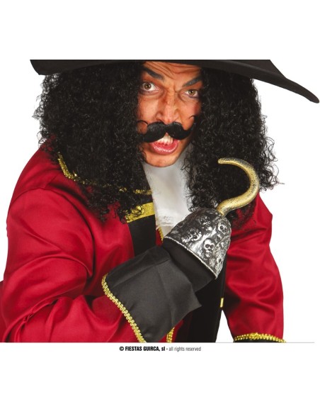 Pirata con uncino PVC costume completo cappello e baffi per feste a tema