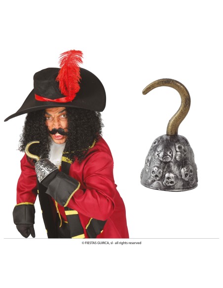 Pirata con uncino PVC costume completo cappello e baffi per feste a tema