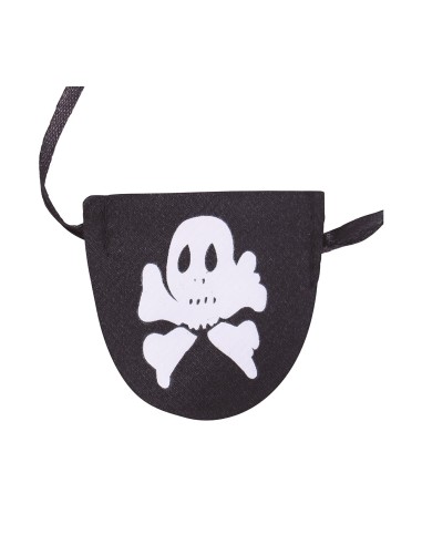 Benda pirata nera con teschio bianco indossata da donna con cappello rosso per costume pirata