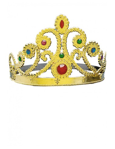 Corona dorata con gemme rosse verdi e blu per costume da regina principessa