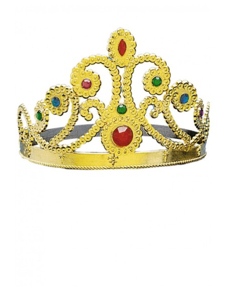 Corona dorata con gemme rosse verdi e blu per costume da regina principessa
