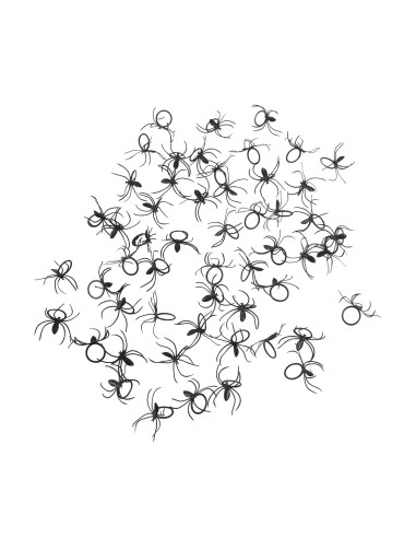 Confezione 50 ragni neri decorativi su ragnatela finta per Halloween