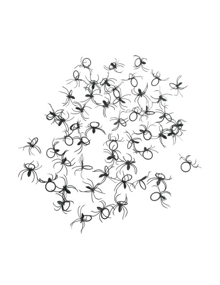 Confezione 50 ragni neri decorativi su ragnatela finta per Halloween