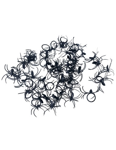 Confezione 50 ragni neri decorativi su ragnatela finta per Halloween