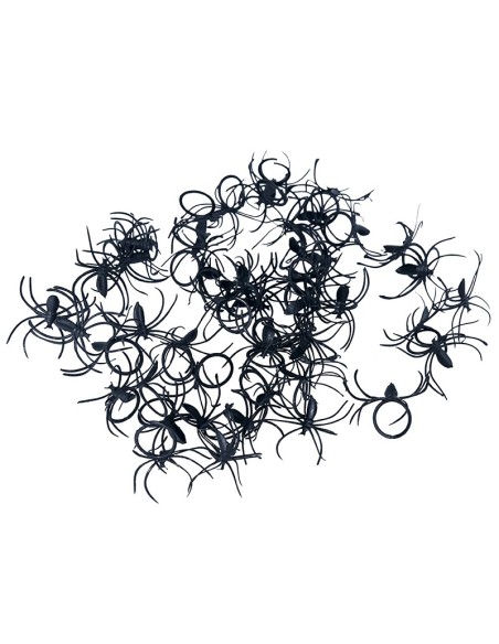 Confezione 50 ragni neri decorativi su ragnatela finta per Halloween