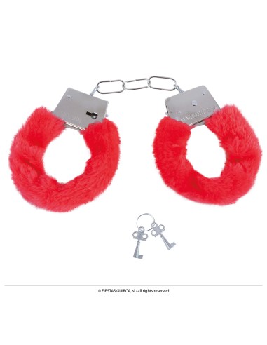 Manette peluche rosse con catena metallica accessorio per costumi adulti feste a tema