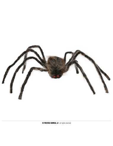 Ragno gigante marrone 75 cm decorazione Halloween con zampe lunghe e corpo peloso realistico