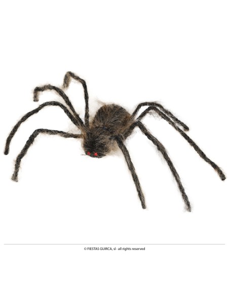 Ragno gigante marrone 75 cm decorazione Halloween con zampe lunghe e corpo peloso realistico