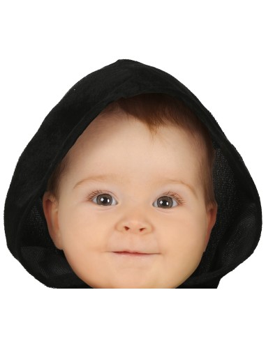 Costume scheletro neonato nero con cappuccio e stampa ossa bianche tutina baby Halloween