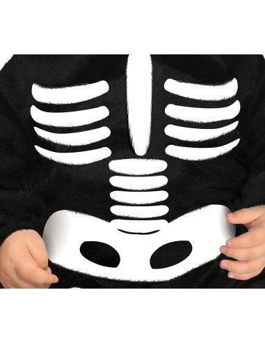 Costume scheletro neonato nero con cappuccio e stampa ossa bianche tutina baby Halloween