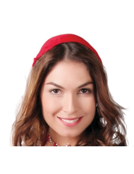 Costume da locandiera medievale donna con corsetto nero, gonna rossa e copricapo, include camicetta bianca