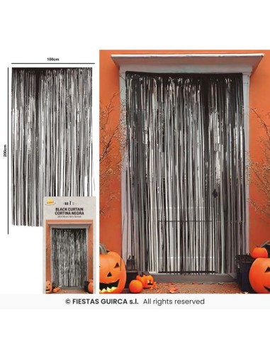 Tenda decorativa nera a strisce pendenti 100x200 cm per Halloween e decorazioni horror