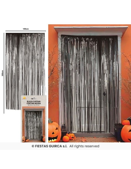 Tenda decorativa nera a strisce pendenti 100x200 cm per Halloween e decorazioni horror