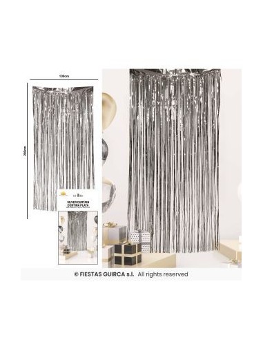 Tenda decorativa argento metallica 100x200cm con frange verticali per feste ed eventi