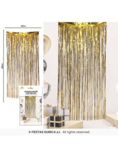 Tenda decorativa dorata con frange metallic 100x200cm per allestimenti feste ed eventi