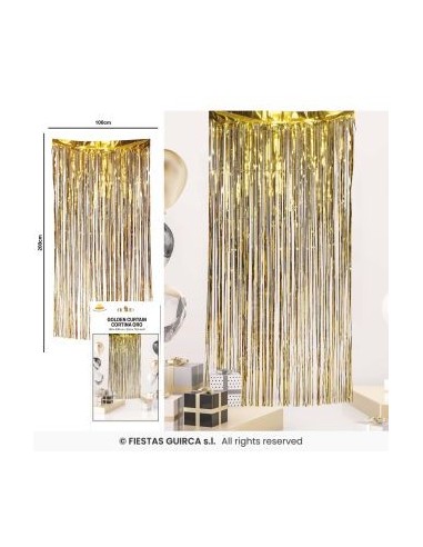 Tenda decorativa dorata con frange metallic 100x200cm per allestimenti feste ed eventi