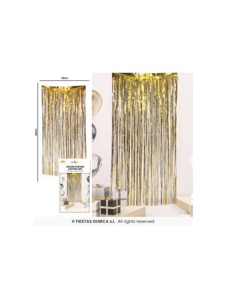 Tenda decorativa dorata con frange metallic 100x200cm per allestimenti feste ed eventi