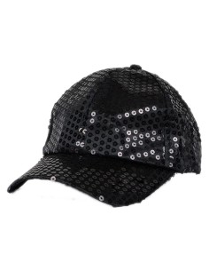 Cappello baseball nero con paillettes scintillanti e visiera per feste glamour